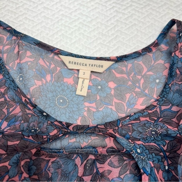 Rebecca Taylor Shibori Printed Silk Ruffle Blouse Size S - Picture 10 of 13